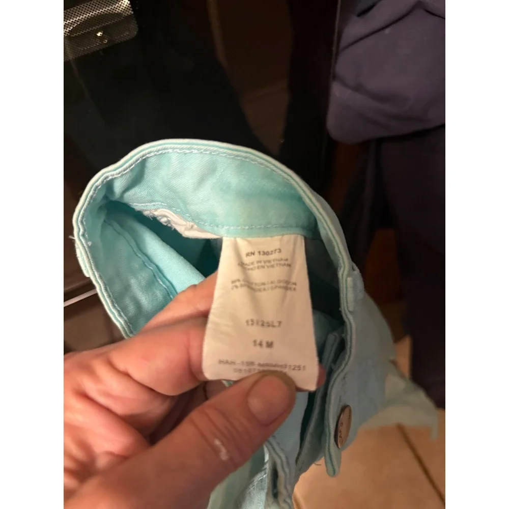 Riders by Lee Womens Light Aqua Blue Capri Pants Size 14M StretchCropped 13125L7